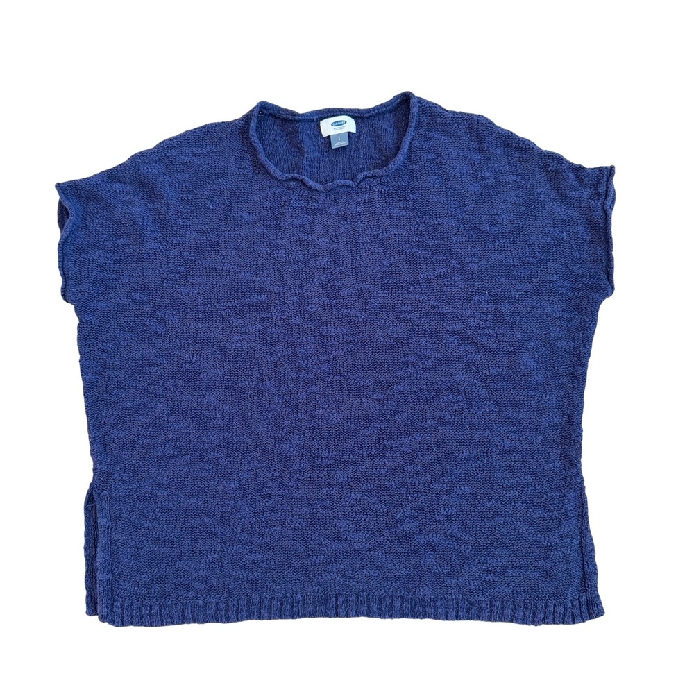 Old Navy Knit Top Short Sleeve Boxy Blue‎ Sweater S Boho Lagenlook
